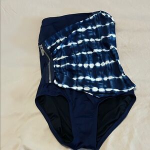 Michael Kors Navy and White One Piece Swimsuit